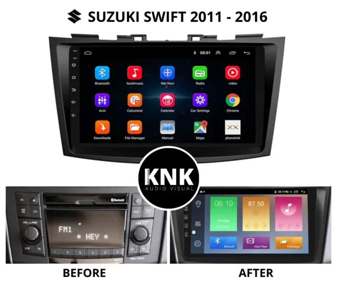 Suzuki Swift Android Radio Before & After